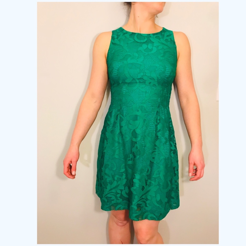 Emerald green garden party dress